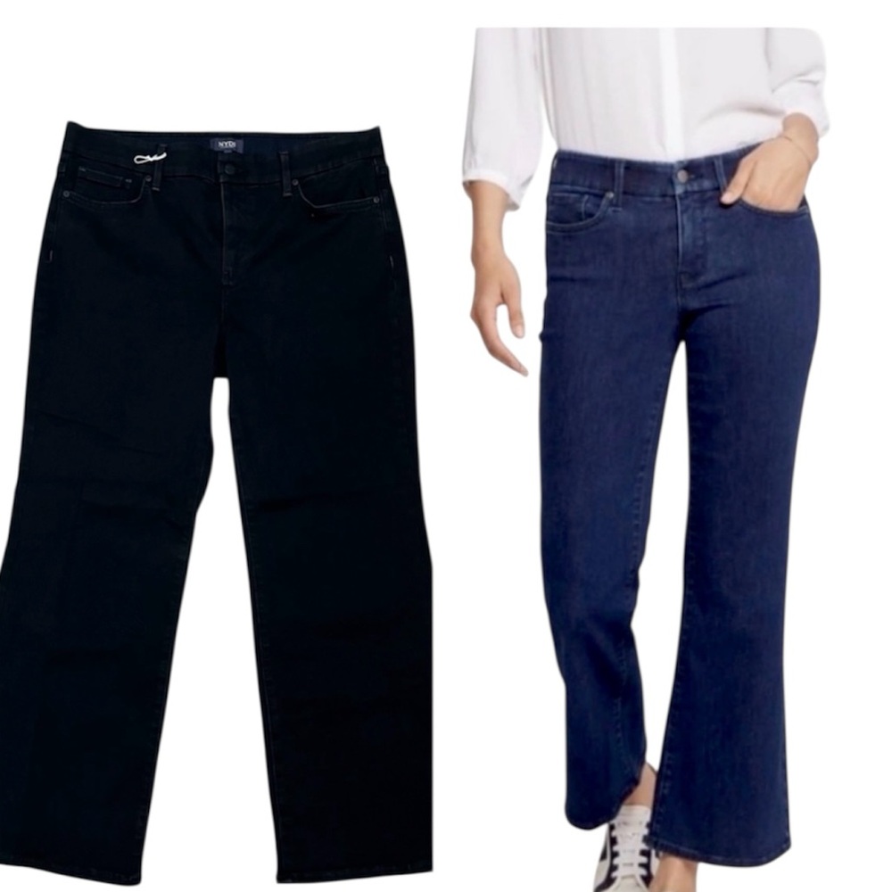 NYDJ Women's Size Large Waist Match Genesis Relaxed Flare In Black Rinse NWOT